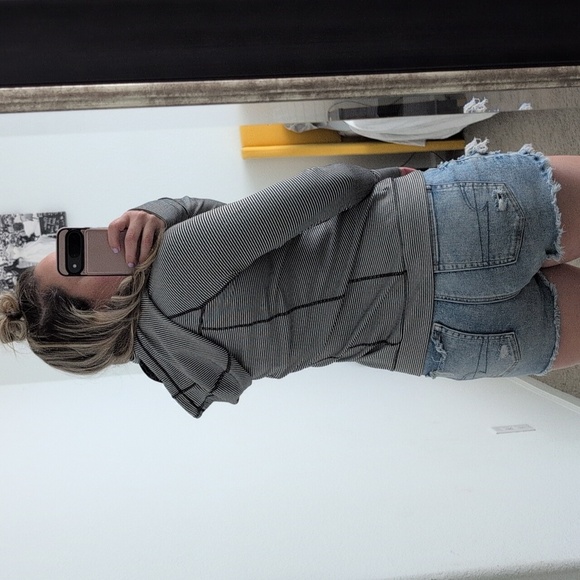 Tangerine Active Pullover Half Zip Hoodie Black White Stripe Women's Medium - Picture 5 of 14